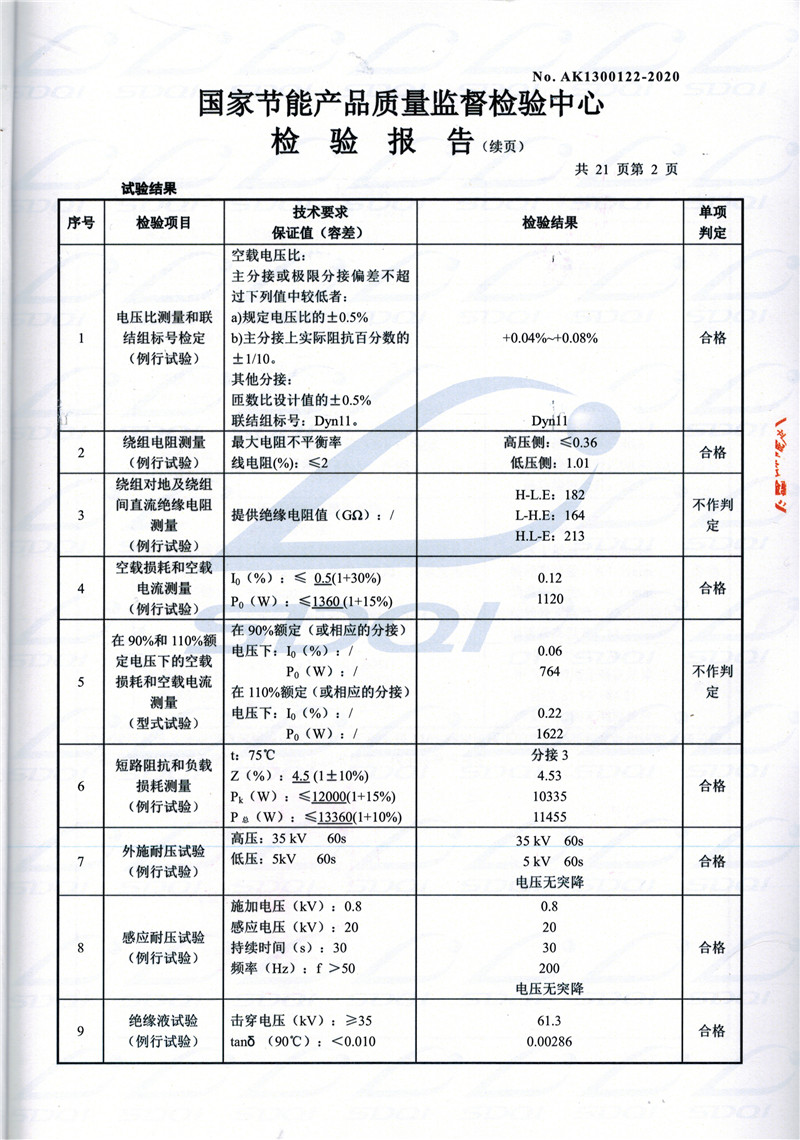 高低压试验报告-S11-1250九龙坡九龙坡九龙坡油浸式变压器-2.jpg